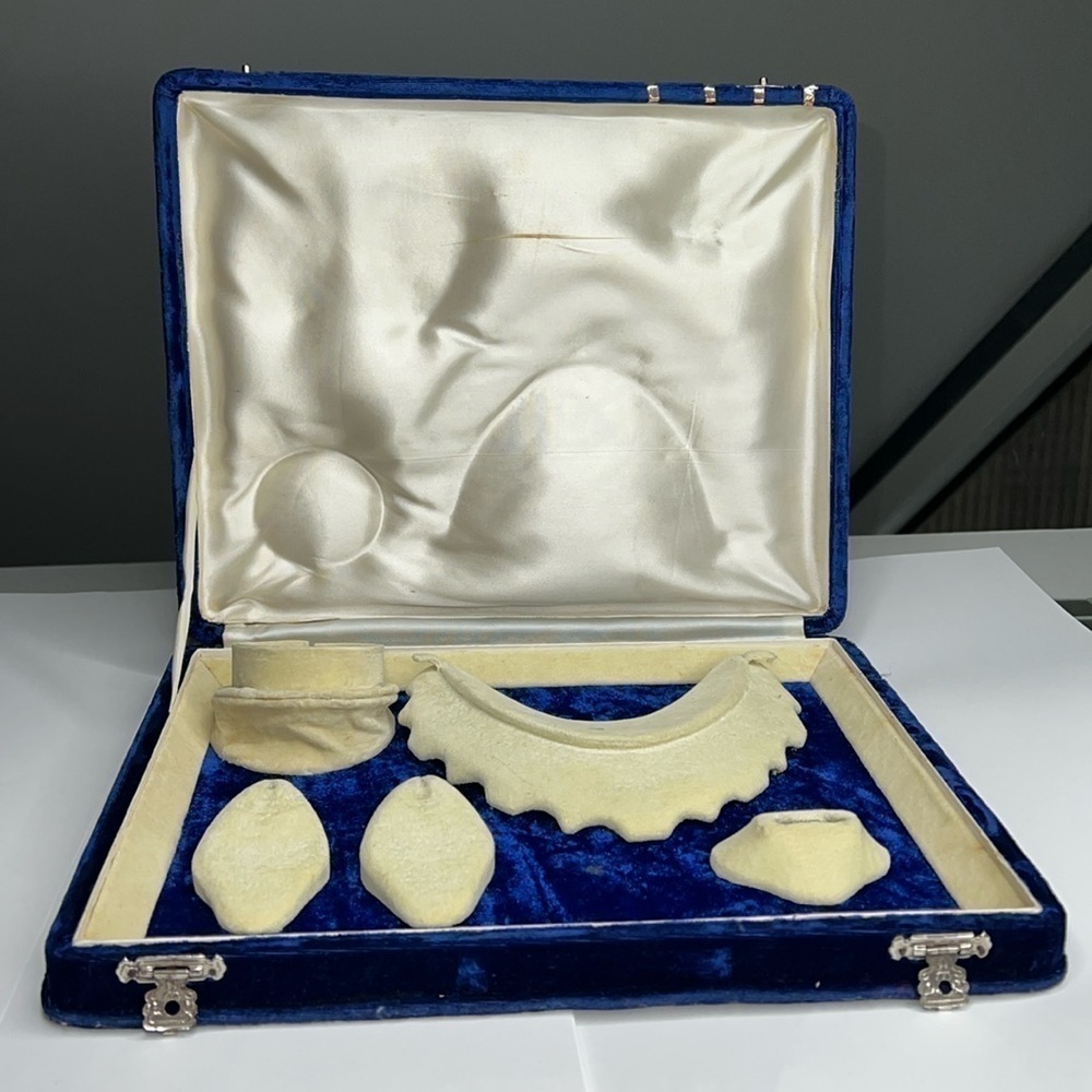 Vintage Blue Velvet 5 Celluloid Jewelry Box